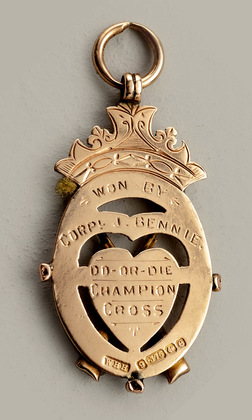 Border Rifles Kelso Gold Shooting Fob Medallion - Corporal J Bennie Do Or Die Champion Cross, Kings Own Scottish Borderers